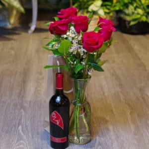 Half Dozen Roses with Wine