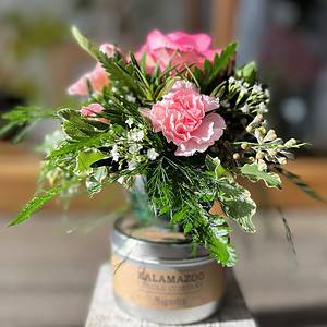 Flower arrangement on a candle